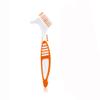 Orange Dual Angled Brush Heads Portable Ergonomic Denture Cleaning Brush Multi-Layered Soft Bristles False Teeth Brush view 1
