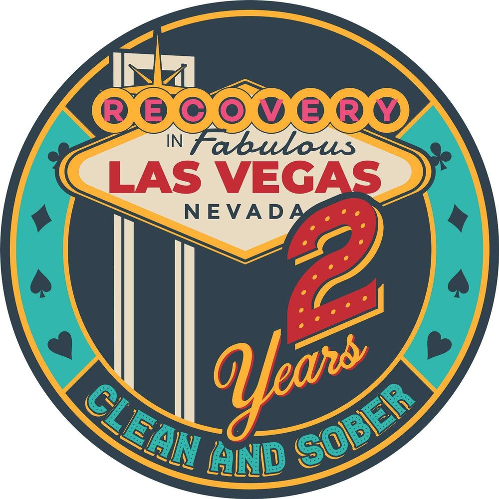 Las Vegas Recovery AA chip Available in years 1-50 Sober Medallion for 12 Step Programs (Year 2)