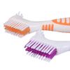 Blue Dual Angled Brush Heads Portable Ergonomic Denture Cleaning Brush Multi-Layered Soft Bristles False Teeth Brush view 3