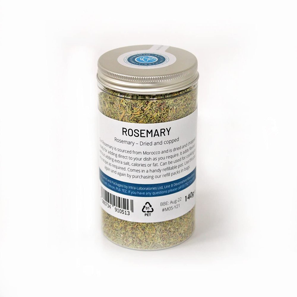 Chopped Dried Rosemary 140g Pot - Selected for Quality in a Refillable Pot