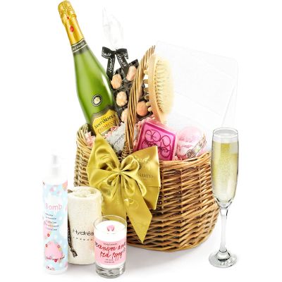 Spa Style Pampering Set  Classic Luxury Pamper Gift Basket with Prosecco, Truffles, Candle, Bath Bomb  Spa Gifts for Wife, Girlfriend or Sister, from Regency Hampers