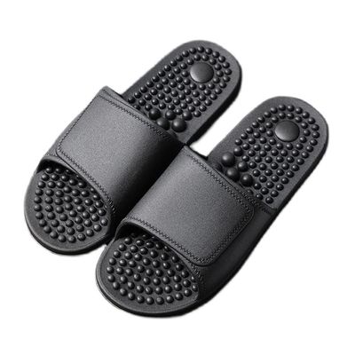 Massage Slippers,Acupressure Foot Massager Sandals For Men Women,Reflexology Shoes Acupoint Stimulation Relief Neuropathy Arthritis,Couple Non-Slip Shiatsu Slippers ( Color : Black , Size : EUR44-45 )