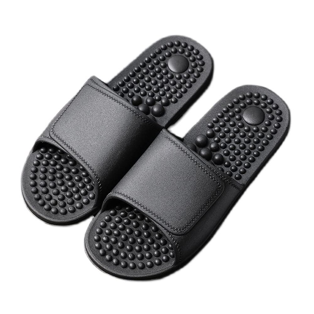 Massage Slippers,Acupressure Foot Massager Sandals For Men Women,Reflexology Shoes Acupoint Stimulation Relief Neuropathy Arthritis,Couple Non-Slip Shiatsu Slippers ( Color : Black , Size : EUR44-45 )