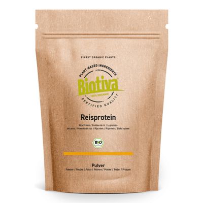 Biotiva Rice Protein Organic 80% Protein 2kg (2x1000g)- Vegan Protein Source - Without additives - Free from Gluten, Soy und Lactose - Packed and Controlled in Germany (DE-ECO-005)