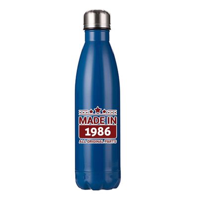 Personalised Made In 1986 ALL ORIGINAL PARTS 35, 40, 45-ANY YEAR Legendery Gift Birthday gift 500 ML-17 OZ Double Walled Insulated Stainless Steel Bottle. (Dark Blue)