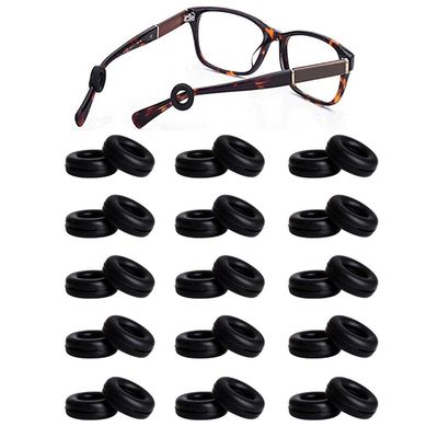 Silicone Eyeglasses Temple Tips Sleeve Retainer Elastic Comfort Anti-Slip Round Glasses Retainers Eyeglasses Ear Hooks for Reading Glasses Sunglasses Eyewear (15pairs, Black)