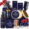 Valentine's Day Beard Care Kit for Men, LIONMANE Beard Grooming Kit- Beard Balm, Beard Wash & Oil,Comb, Brush, Scissors, Hair Thinning Comb, Anniversary Birthday Gifts for Husband/Boyfriend/Dad/Him view 1