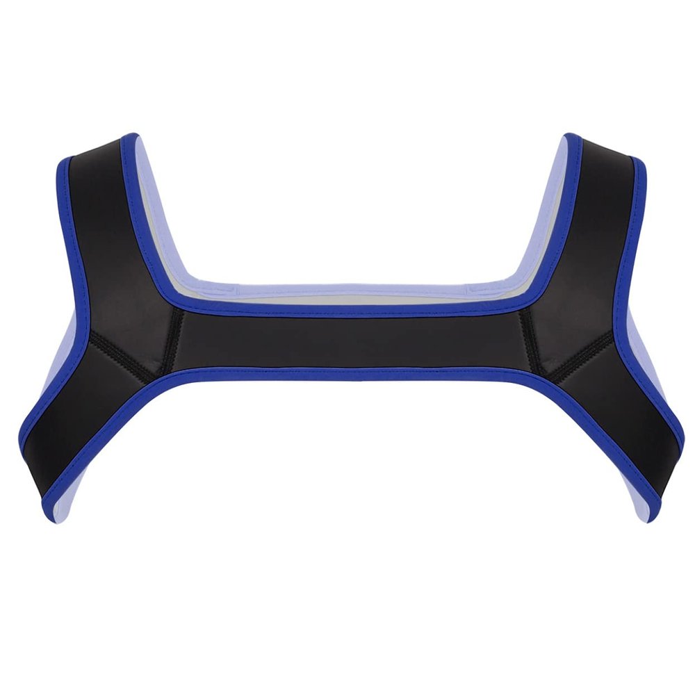 Runhomal Men's Neoprene Custom Harness Shoulder Support Brace Gym Sport Muscles Protector Clubwear Blue L
