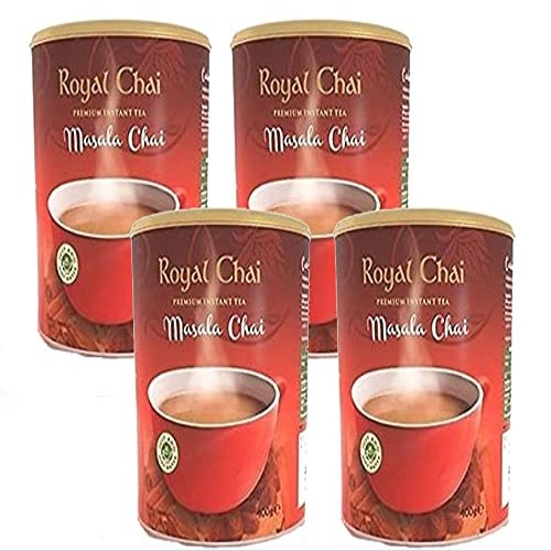 Royal Chai Sweetened Instant Masala Tea Tub 400g (Pack of 4) - Premium Natural Indian