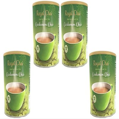 Royal Chai Elaichi Sweetened 400g (Pack of 4) Premium Instant Tea Cardamom Tea Natural Instant Cardamom Indian Tea Sweetened Tub