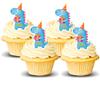 14x Blue Dinosaur Party Gift Edible Thick Wafer Card Standing Cupcake Toppers Birthday Party Cake Decorations Easy to cut view 1