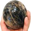 1pc 90mm Natural Black Moonstones Sphere Ball Rock Quartz Black Magic Reiki Decoration Healing Crystal Balls Home Decorative view 1