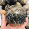 1pc 90mm Natural Black Moonstones Sphere Ball Rock Quartz Black Magic Reiki Decoration Healing Crystal Balls Home Decorative view 2