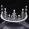 Shining Crown Cake Topper Metal Pearl Wedding Cake Topper Decor for Wedding Birthday Party Decoration Party Decorations Queen Princess Tiara Silver view 2