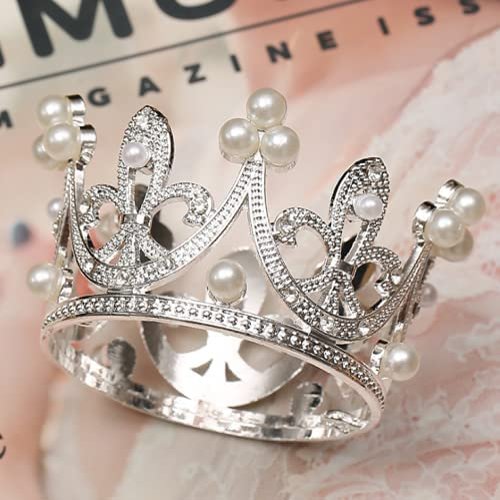 Mini Crown Cake Topper Tiara Small Cupcakes Crown for Baby Shower Birthday Wedding Christmas Princess Theme Party Decorations Newborn Photo Prop Silver