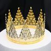 Crown Cake Topper Tiara Hair Ornament Birthday Party Supplies for Centerpieces Wedding Princess Queen Birthday Cake Decoration Gold view 3