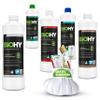BIOHY Chef's complete set + accessories, washing up liquid, dishwasher tablets, rinse aid, universal descaler, glass ceramic hob cleaner, oven cleaner, washing brush, dispenser, sustainability view 1