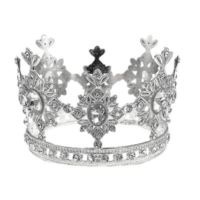 Vintage Crown Cake Topper Queen Princess Cake Photo Party Baby Decor for Baby Shower Birthday Wedding Christmas Theme Decorations Newborn Prop Silver