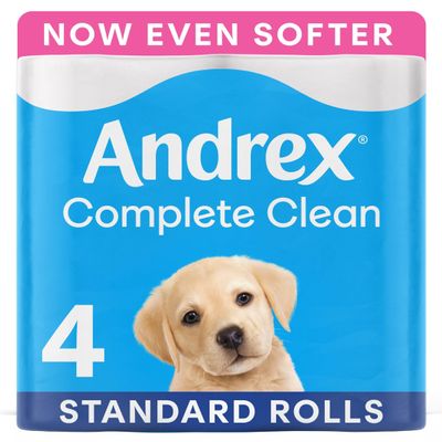 Andrex Classic Clean Toilet Rolls - 4 Toilet Roll Pack - Unbeatable Clean Toilet Rolls with Unique 3D Wave