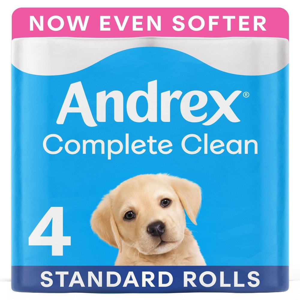 Andrex Classic Clean Toilet Rolls - 4 Toilet Roll Pack - Unbeatable Clean Toilet Rolls with Unique 3D Wave