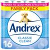 Andrex Classic Clean Toilet Rolls - 16 Pack Bulk Buy - Unbeatable Clean With Unique 3D Wave