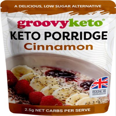 Groovy Keto Cinnamon Breakfast Porridge | 2.5g net carbs | Low Carb Porridge Alternative | Keto Friendly, Diabetic Friendly, Grain Free (280g (1 Pack))