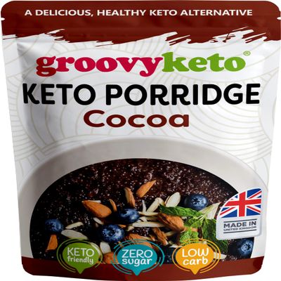 Groovy Keto Cocoa Breakfast Porridge | 2g net carbs | Low Carb Porridge Alternative | Keto Friendly, Diabetic Friendly, Grain Free (280g (1 Pack))