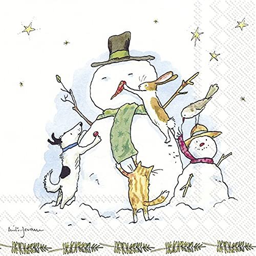Snowman with Friends Christmas Cocktail or Tea Napkins Paper 25 cm Square 20 in Pack