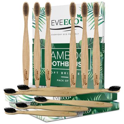 48 Count (4 Boxes of 12) Bamboo Toothbrush I Soft Bristles Best for Sensitive Gums I Charcoal I Vegan I Natural Wood I BPA Fee I Recyclable I Compostable I Biodegradable | Environmentally Friendly