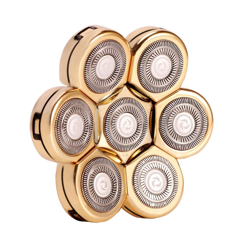 7 Heads Electric Shaver Blades, Floating Washable Blade Electric Razor Shaver Head Replacement For Men(Gold)