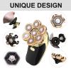 7 Heads Electric Shaver Blades, Floating Washable Blade Electric Razor Shaver Head Replacement For Men(Gold) view 2