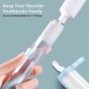 2Pcs Travel Toothbrushes Kit Fold Travel Size Toothbrushes Built-in Travel Toothpaste Container, Including 2 Cleaner Head Soft Bristles for Travel, Camping, School, Business Trip (Blue, White) view 3