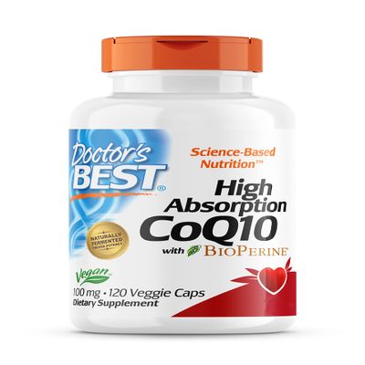 Doctor's Best, High Absorption CoQ10 with BioPerine, 100 mg, 120 Vegan Capsules, Vegetable, Coenzyme Q10, Laboratory-Tested, Gluten-Free, Non-GMO