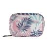 Seamless Dark Blue and Pink Tropical Palm Leaves and Flowers on White Pill Case with Removable Internal Plastic Boxes Organizer, Zippered Carrier Small Medicine Bag Holder, Travel Storage Container view 1