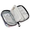 Seamless Dark Blue and Pink Tropical Palm Leaves and Flowers on White Pill Case with Removable Internal Plastic Boxes Organizer, Zippered Carrier Small Medicine Bag Holder, Travel Storage Container view 2