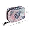 Seamless Dark Blue and Pink Tropical Palm Leaves and Flowers on White Pill Case with Removable Internal Plastic Boxes Organizer, Zippered Carrier Small Medicine Bag Holder, Travel Storage Container view 3