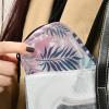Seamless Dark Blue and Pink Tropical Palm Leaves and Flowers on White Pill Case with Removable Internal Plastic Boxes Organizer, Zippered Carrier Small Medicine Bag Holder, Travel Storage Container view 4
