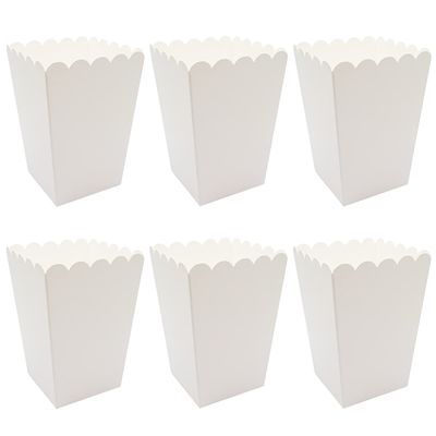 White Popcorn Boxes for Party, Pack of 24.