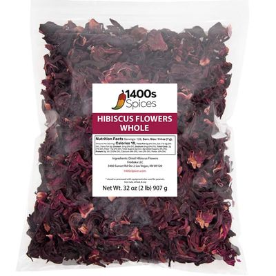 2lb Dried Whole Hibiscus Flowers and Petals Bulk, Flor de Jamaica