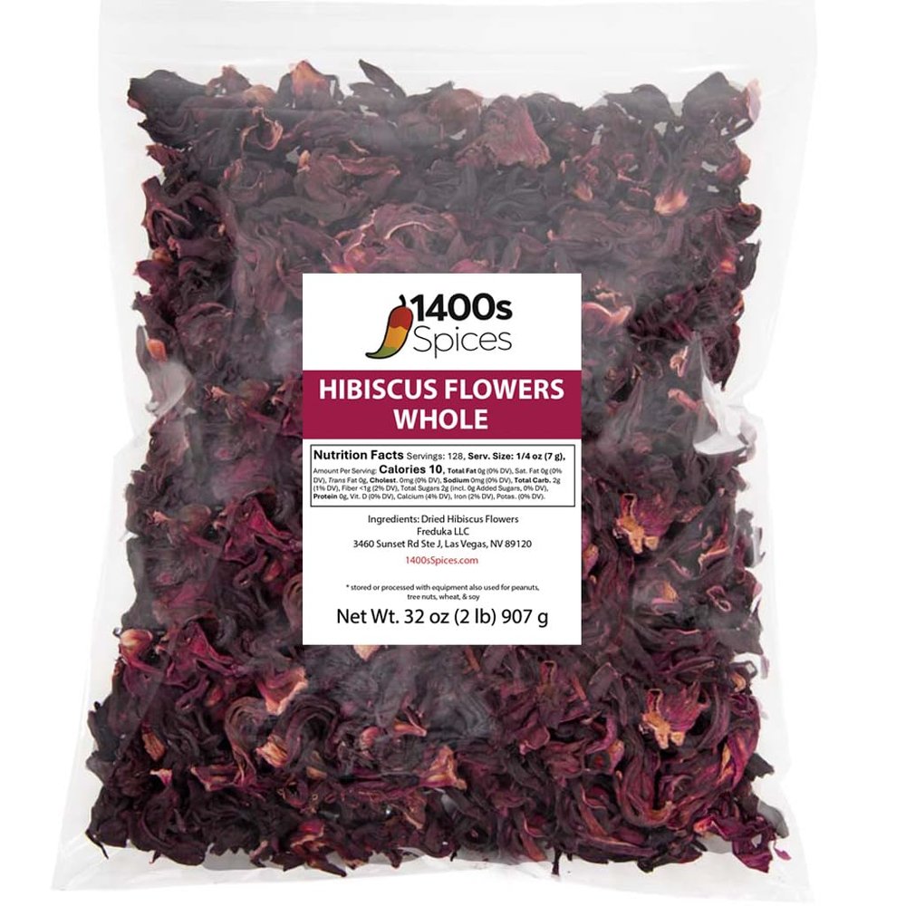 2lb Dried Whole Hibiscus Flowers and Petals Bulk, Flor de Jamaica