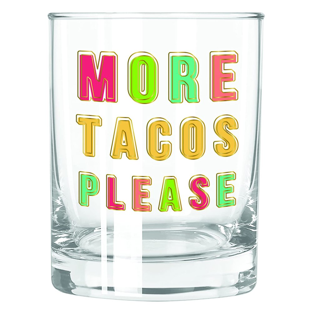 Slant Collections Double-Old Fashioned Cocktail Glass, 12-Ounce, More Tacos Please