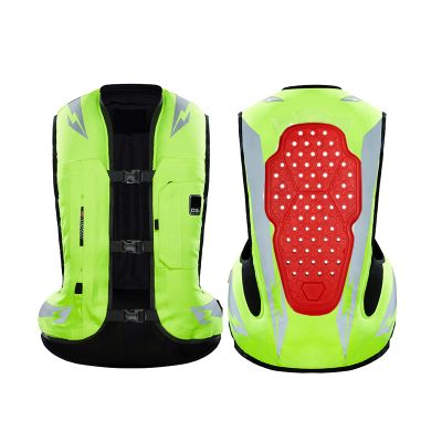 Airbag Vest Motorcycle Reflective Vest High Brightness Reflective Belt Lined 3D Mesh Material, Breathable (M-2XL, No CO2 Ink Cartridge) (Color : Green, Size : L)