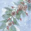 Frosted Pine, Light Blue - IHR Lunch Paper Napkins 20 in Pack 3 ply 33 cm Square view 1