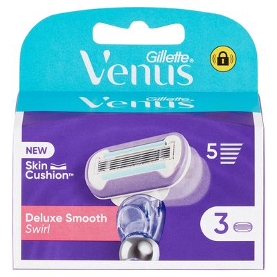 Gillette Venus Deluxe Smooth Swirl Blade Refills X3, For Women, 5 Blades