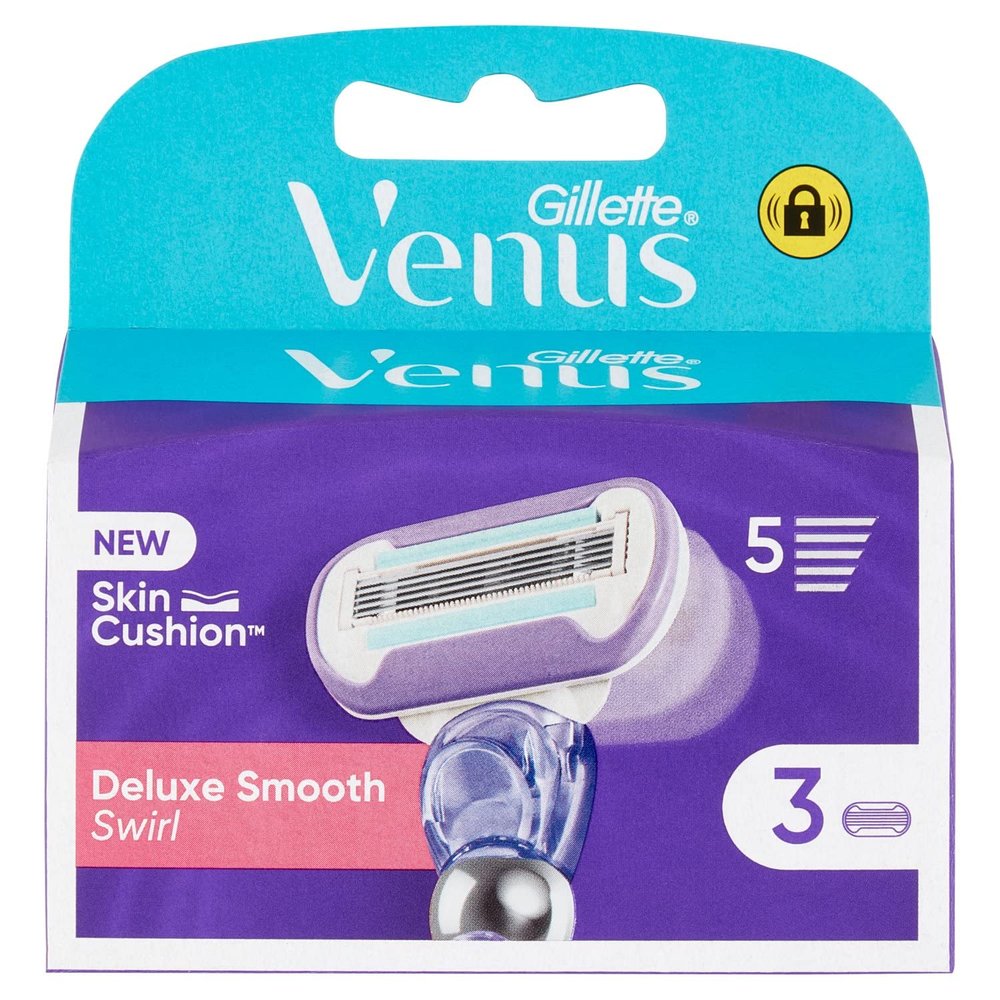 Gillette Venus Deluxe Smooth Swirl Blade Refills X3, For Women, 5 Blades