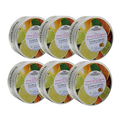 Simpkins Sugar Free Citrus Fruit Travel Sweets Tin 175g, 6 Pack