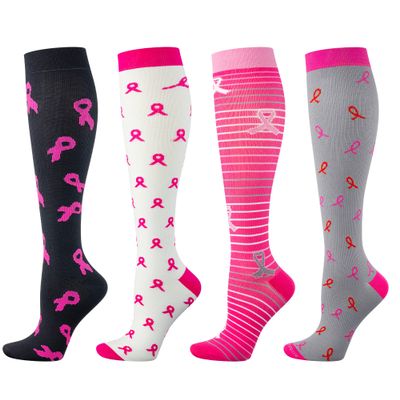 Compression Socks Women and Men, 20-30mmHg, Best for Nurses, Travel, Pregnancy, Ribbons 4 Pairs, Large