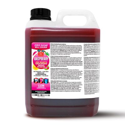 Aromhuset Zero Sugar Raspberry Slush Syrup 2 Litres - Flavoured Frozen Slushie Syrups Mix for Ice Drinks Machines, Blender Mix, Home, DIY Cocktails & More