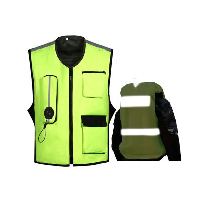 Full Seasonal Airbag Vest Motorcycle Lightweight Airbag Vest with Reflective Belt, Waist Adjustable (M-2XL, Not Equipped with CO2 Gas Cylinder Cartridge) (Color : Green, Size : M)