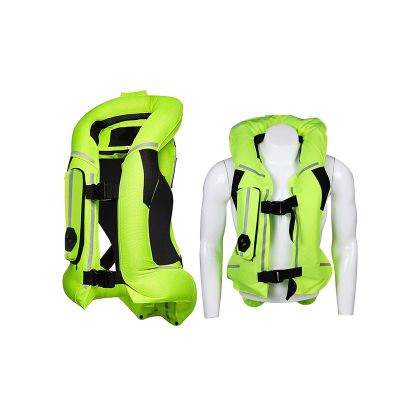 Men's Motorcycle Airbag Vest Equestrian Sports Protective Vest Waistone Adjustable Multiple Highlight Reflective, More Secure Nights (S-3XL, No CO2 Ink Cartridge) (Color : Green, Size : M)
